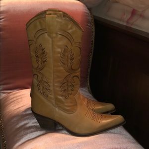 Aldo Tan Leather Cowboy Boots Size 37.